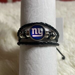 New York Giants Braided Faux Leather Charm Bracelet